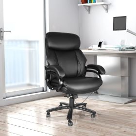 Executive Office Chair; High Quality PU Leather Chair with Soft Cushion and Backrest;  400lbs; Black