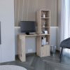 DEPOT E-SHOP Ripley Writing Desk With Bookcase and Cabinet, Light Gray