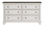 Antique White and Brown Gray Finish1pc Dresser of 6x Drawers Black Knobs Traditional Design Bedroom Furniture