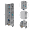 Urano Corner Linen Cabinet; Five External Shelves; Single Door; Four Interior Shelves -White