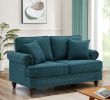 Modern Sofa for Living Room,61" Green Chenille Sofa Couch, Sectional Love Seat Sofa Couch with Brown Legs, Upholstered Sofa for Apartment Bedroom Home