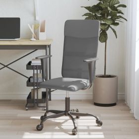 Office Chair Gray Mesh Fabric and Faux Leather