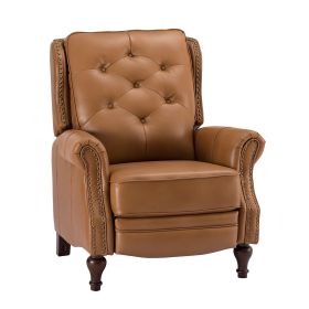 Hora Genuine Leather Manual Recliner-CAMEL