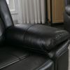 Home Theater Seating Manual Recliner Loveseat with Hide-Away Storage, Cup Holders and LED Light Strip for Living Room, Black