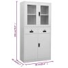 Office Cabinet Light Gray 35.4"x15.7"x70.9" Steel and Tempered Glass