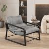 Outdoor Indoor Modern Large 350 Lbs Light Grey Arm Chairs Oak Wood Armrest Chaise Lounge Chair Living Room