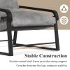 Outdoor Indoor Modern Large 350 Lbs Light Grey Arm Chairs Oak Wood Armrest Chaise Lounge Chair Living Room