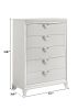 Prism Modern Style 5-Drawer Chest with Mirror Accents & V-Shape Handles in White