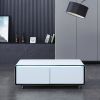 Smart Table Fridge, Multifunctional Coffee Table, Tempered Glass Table Top and Back Storage