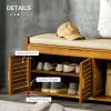 Shoe Bench with Storage Cabinets Brown