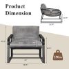 Outdoor Indoor Modern Large 350 Lbs Light Grey Arm Chairs Oak Wood Armrest Chaise Lounge Chair Living Room