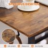 Modern Simple Style Wooden Work Office Desks with Storage,47 Inch,Brown