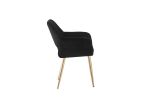 Black Faux Fur Vanity Chair, Cute Vanity Chair for Girls Women Modern Upholstered Faux Fur Armchair with Gold Metal Legs for Makeup Bedroom Living Roo