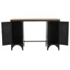 Double Pedestal Desk Solid Firwood and Steel 47.2"x19.7"x29.9"