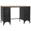 Double Pedestal Desk Solid Firwood and Steel 47.2"x19.7"x29.9"