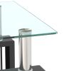 1-Piece Modern Tempered Glass Tea Table Coffee Table End Table, Square Table for Living Room, Transparent/Black