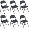 6pcs Elegant Foldable Iron & PVC Chairs for Convention & Exhibition Black