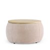 Round Storage Ottoman, 2 in 1 Function, Work as End table and Ottoman, Pink (25.5"x25.5"x14.5")