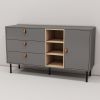 Only Pick Up Modern sideboard with three drawers, one door and 3 open shelves