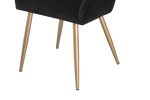 Black Faux Fur Vanity Chair, Cute Vanity Chair for Girls Women Modern Upholstered Faux Fur Armchair with Gold Metal Legs for Makeup Bedroom Living Roo