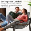 Outdoor Indoor Modern Large 350 Lbs Light Grey Arm Chairs Oak Wood Armrest Chaise Lounge Chair Living Room