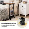 Adjustable C-shape Sofa Side Table with Storage Basket