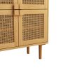 4-Doors Rattan Mesh Storage Cabinet, Sideboard with Eight Storage Spaces, for Entryway, Living Room, Hallway (Natural)