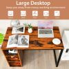 Computer Desk with 5 Side Shelves and Metal Frame