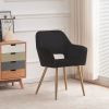 Black Faux Fur Vanity Chair, Cute Vanity Chair for Girls Women Modern Upholstered Faux Fur Armchair with Gold Metal Legs for Makeup Bedroom Living Roo