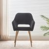 Black Faux Fur Vanity Chair, Cute Vanity Chair for Girls Women Modern Upholstered Faux Fur Armchair with Gold Metal Legs for Makeup Bedroom Living Roo