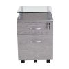 Techni Mobili Rolling File Cabinet with Glass Top, Grey