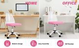 Ergonomic Office and Home Chair with Supportive Cushioning, Pink & White