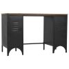 Double Pedestal Desk Solid Firwood and Steel 47.2"x19.7"x29.9"