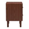U-Can Square End Table Side Table with 2 Drawers Adorned with Embossed Patterns for Living Room, Hallway, Brown+White