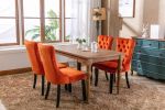 Nikki Collection Modern, High-end Tufted Solid Wood Contemporary Velvet Upholstered Dining Chair with Wood Legs Nailhead Trim 2-Pcs Set, Orange, SW200