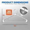 50-Pack Standard Plastic Space Saving Durable Tubular Heavy Duty Clothes Hanger, (White)