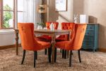 Nikki Collection Modern, High-end Tufted Solid Wood Contemporary Velvet Upholstered Dining Chair with Wood Legs Nailhead Trim 2-Pcs Set, Orange, SW200