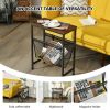 Narrow End Table with Magazine Holder Sling for Small Space