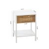 Set of 2, 15.74" Rattan End table with drawer, Modern nightstand, metal legs,side table for living room, bedroom,white