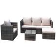Outdoor garden garden furniture 4-piece brown PE wicker combination upholstered sofa set