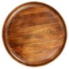 Round Mango Wood Coffee Table With Splayed Metal Legs, Brown and Black