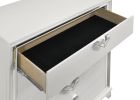 Prism Modern Style 5-Drawer Chest with Mirror Accents & V-Shape Handles in White