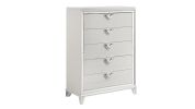 Prism Modern Style 5-Drawer Chest with Mirror Accents & V-Shape Handles in White