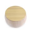 Round Storage Ottoman, 2 in 1 Function, Work as End table and Ottoman, Pink (25.5"x25.5"x14.5")