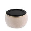 Round Storage Ottoman, 2 in 1 Function, Work as End table and Ottoman, Pink (25.5"x25.5"x14.5")