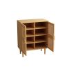 4-Doors Rattan Mesh Storage Cabinet, Sideboard with Eight Storage Spaces, for Entryway, Living Room, Hallway (Natural)