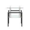 1-Piece Modern Tempered Glass Tea Table Coffee Table End Table, Square Table for Living Room, Transparent/Black