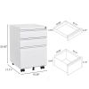 3-Drawer Mobile File Cabinet with Lock, Office Storage Filing Cabinet for Legal/Letter Size, Pre-Assembled Metal File Cabinet Except Wheels Under Desk