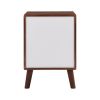 U-Can Square End Table Side Table with 2 Drawers Adorned with Embossed Patterns for Living Room, Hallway, Brown+White