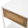 Set of 2, 15.74" Rattan End table with drawer, Modern nightstand, metal legs,side table for living room, bedroom,white